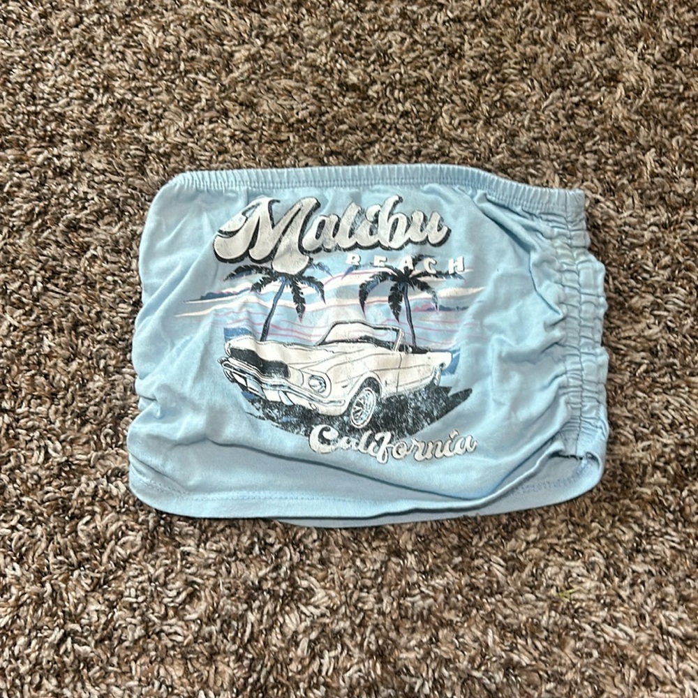 Blue tube top, brand is forever 21. Size is extra small